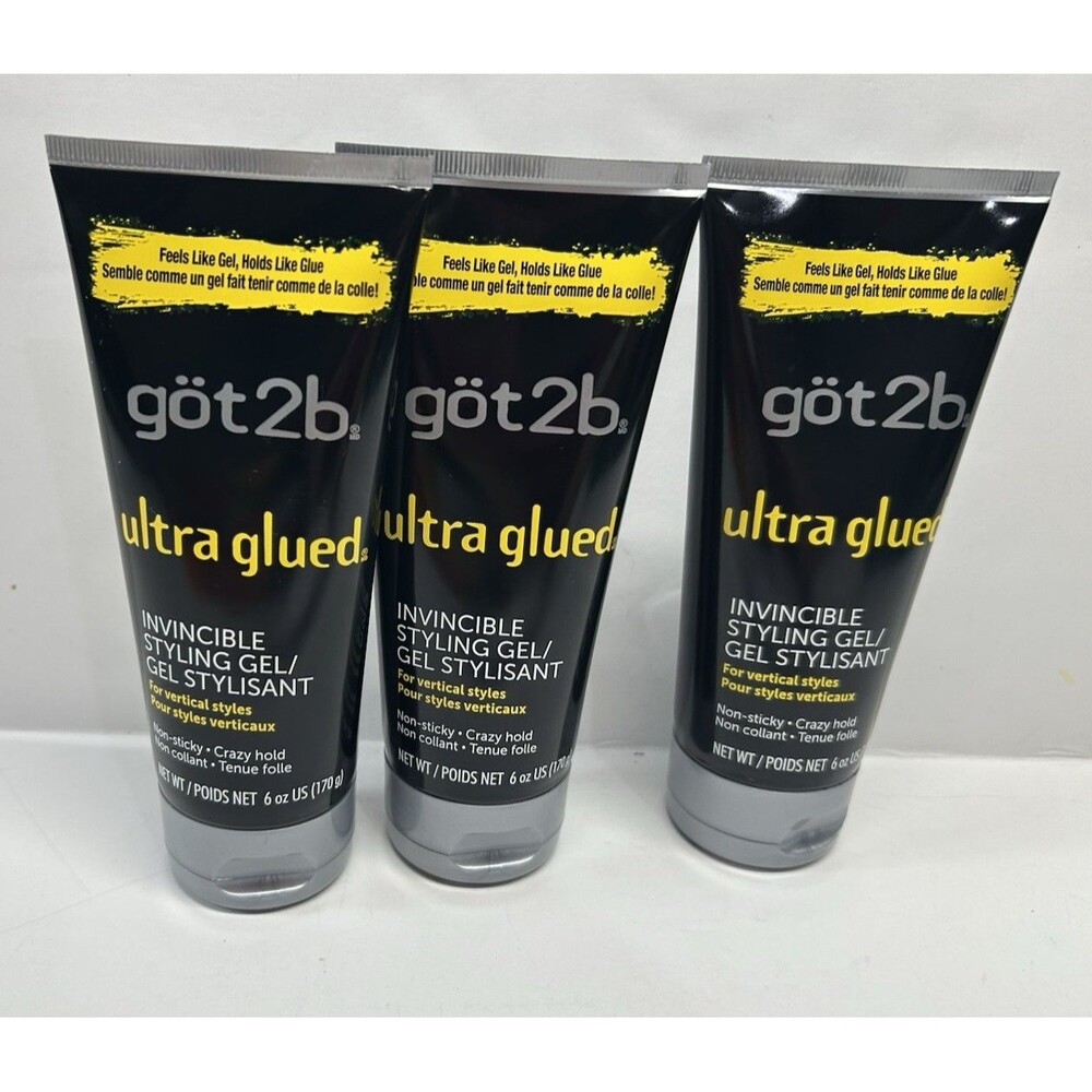 Hair Gel Got2b Ultra Glued Invincible Styling 6 oz lot 3 new